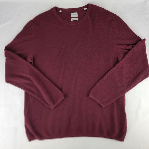 Stitch Note Mens Merino Wool Sweater‎ L Crew Neck Pull Over Long Sleeve L Maroon - Picture 2 of 7